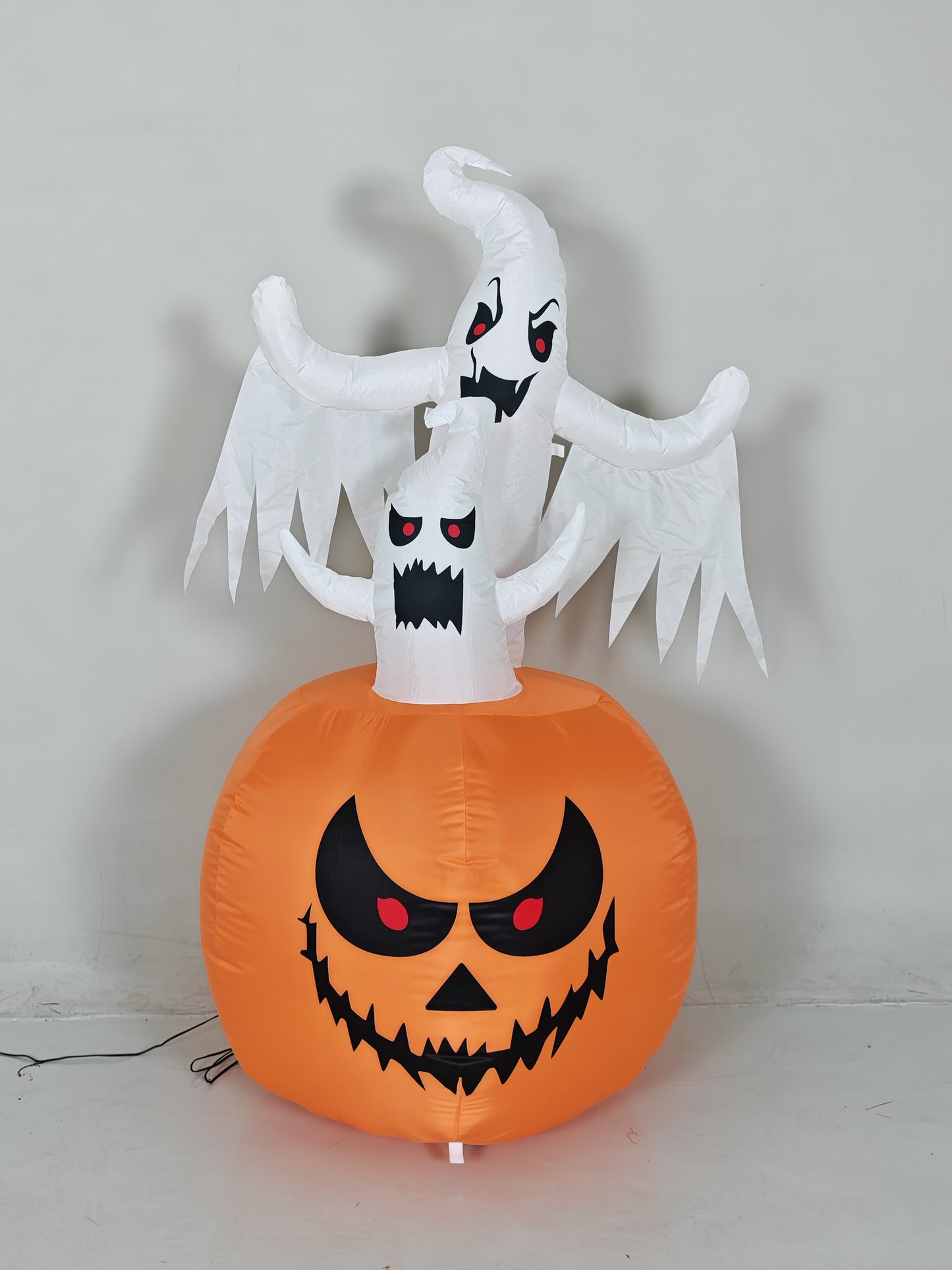 Firstness 6ft Tall Halloween Inflatable, Pumpkin Ghost with LED Light Flashing for Halloween Outdoor Holiday Yard Decorations