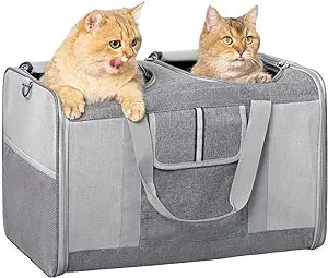 Monasem Large Pet Carrier for 2 Small Pets (Gray)
