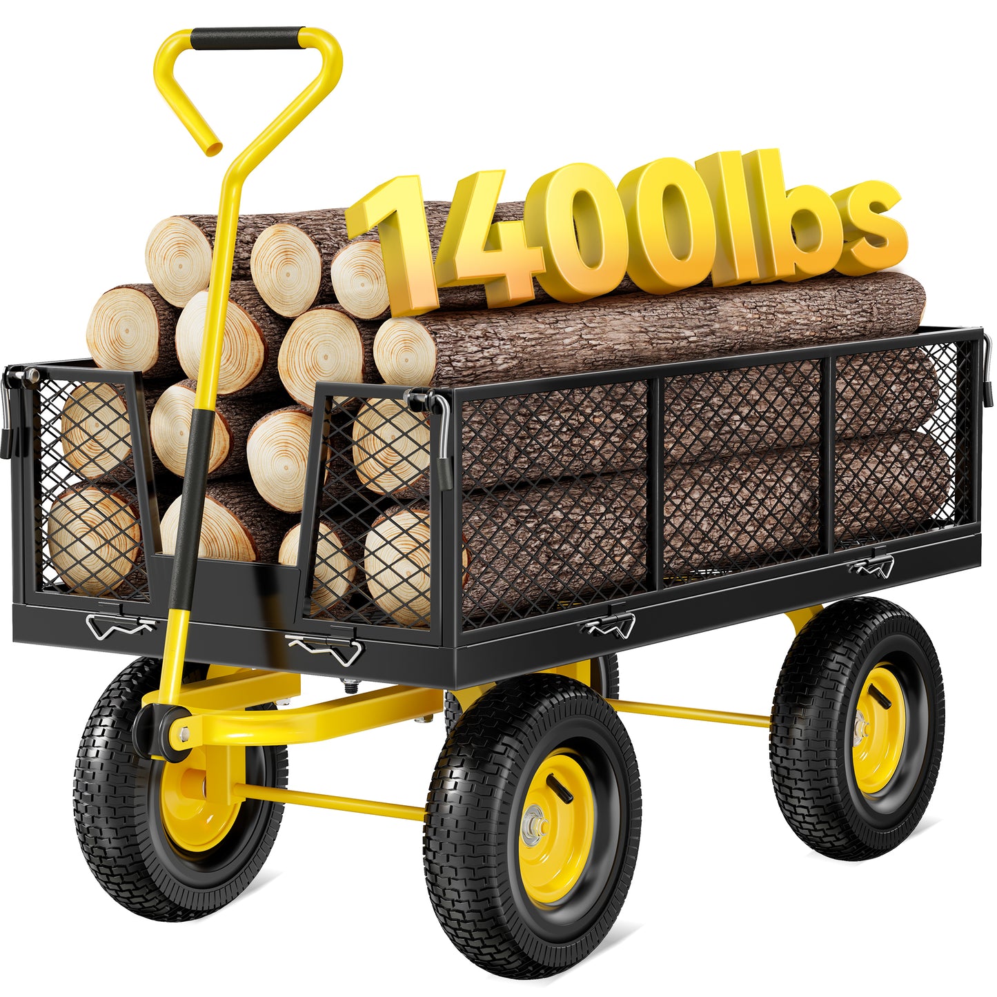 Firstness Heavy Duty Garden Cart, 900 lbs Capacity Garden Wagon with Removable Sides