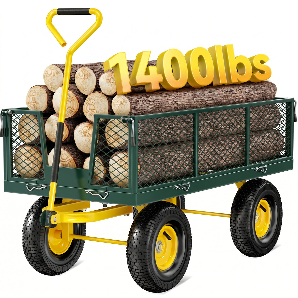 Firstness Heavy Duty Garden Cart, 1400 lbs Capacity Garden Wagon with Removable Sides