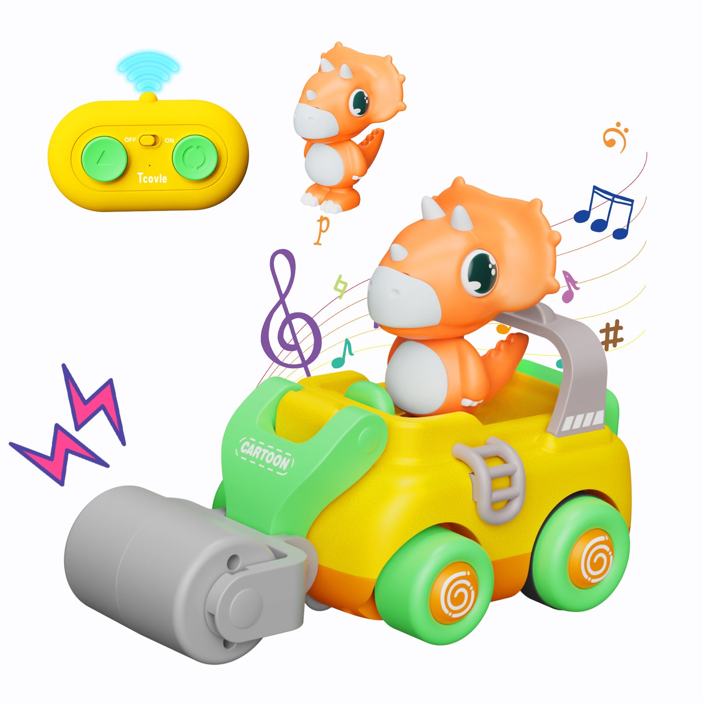 Tcovle Remote Control Car for Kids,Dinosaur Toys Cars for Toddler Age 2+