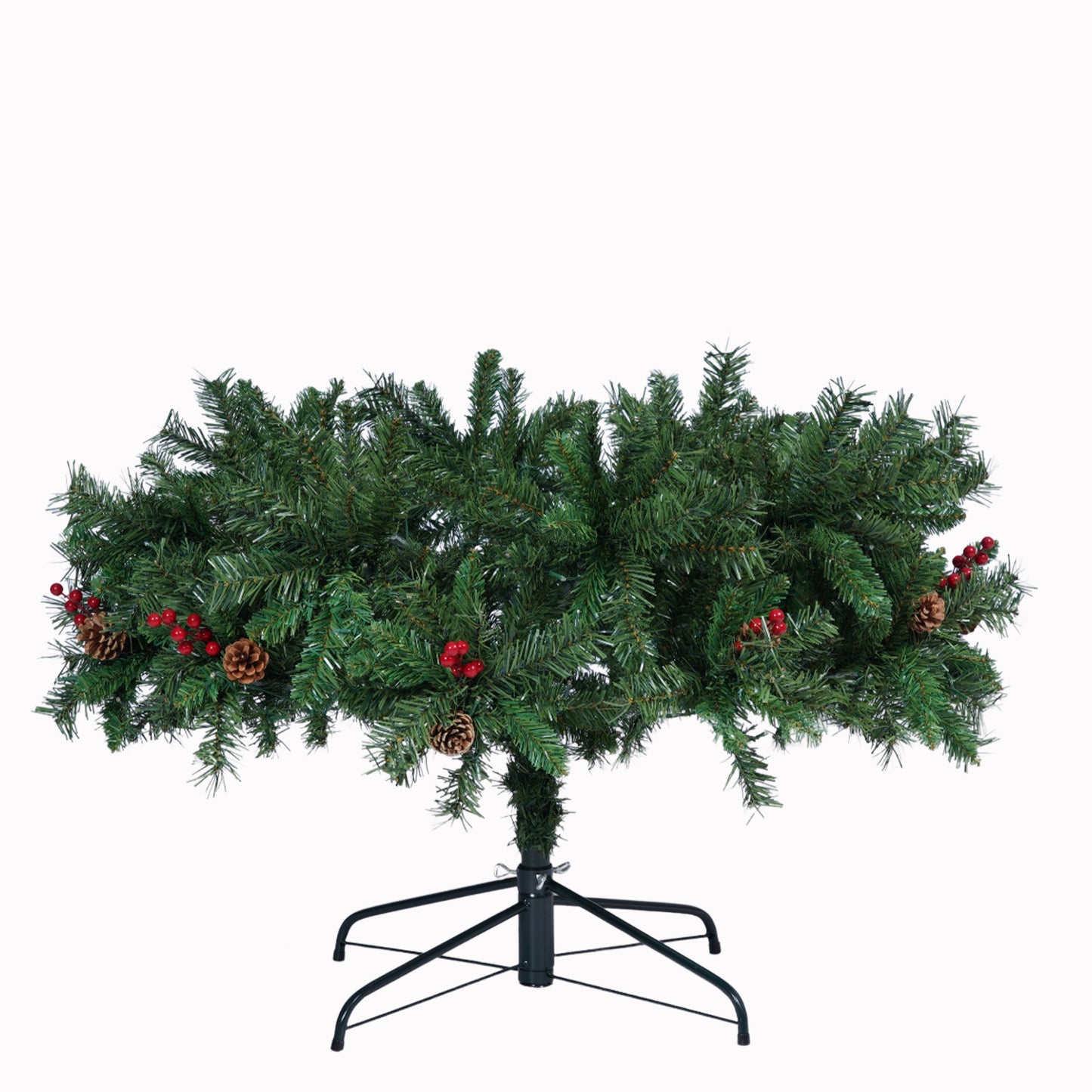 Firstness 6ft Pre-Lit Christmas Tree with Storage Bag, Artificial Xmas Tree with 975 Branch Tips and 11 Lighting Modes,Pine Cones and Red Berries