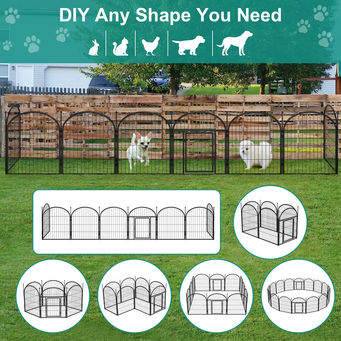 Monasem Dog Playpen,2 Panels 27" Height Dog Fence for Small Medium Dogs Pets,Dog Kennel for Outdoor Indoor Camping Yard and RV(Black)