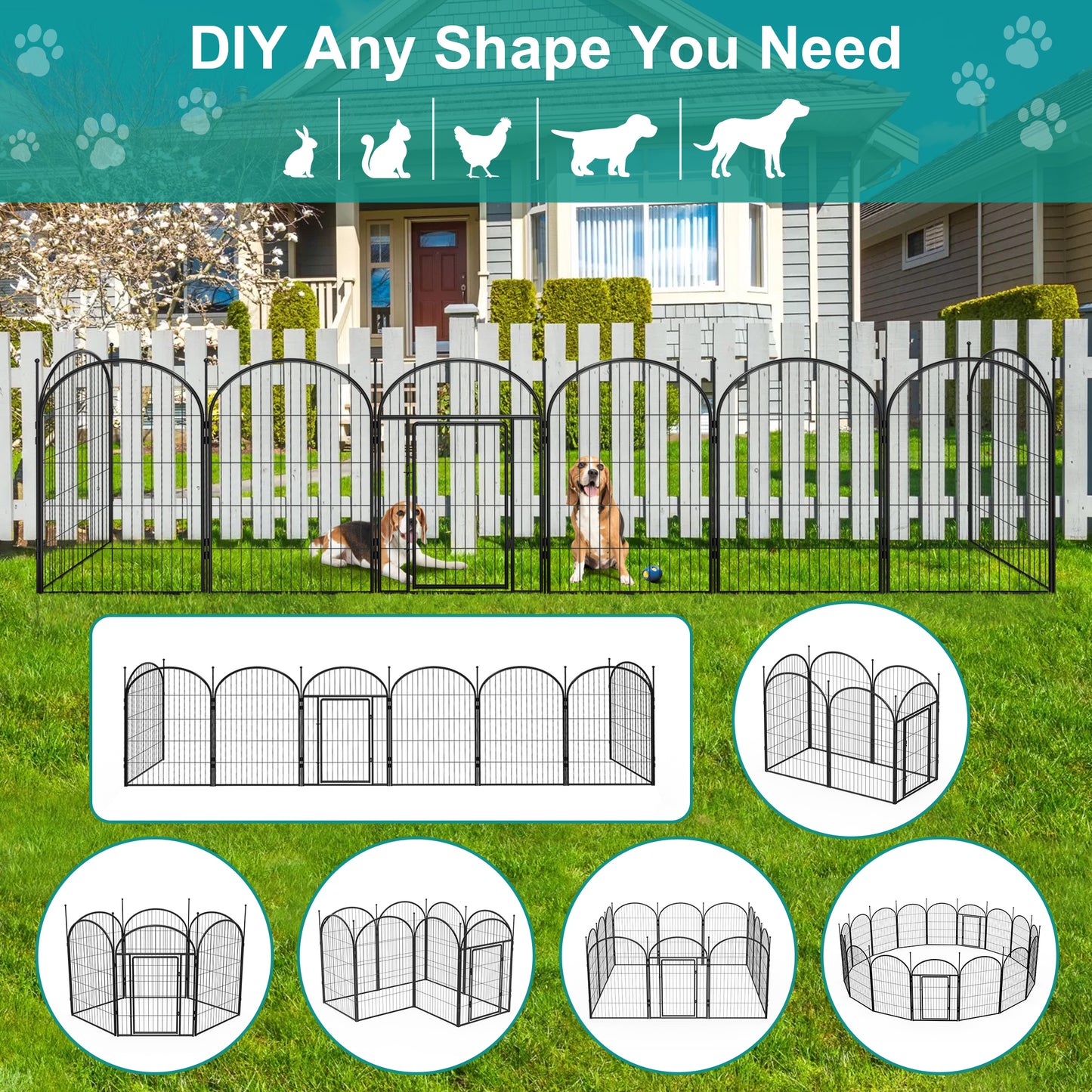 Monasem Dog Playpen,6 Panels 40" Height Dog Fence for Small Medium Dogs Pets,Dog Kennel for Outdoor Indoor Camping Yard and RV(Black)