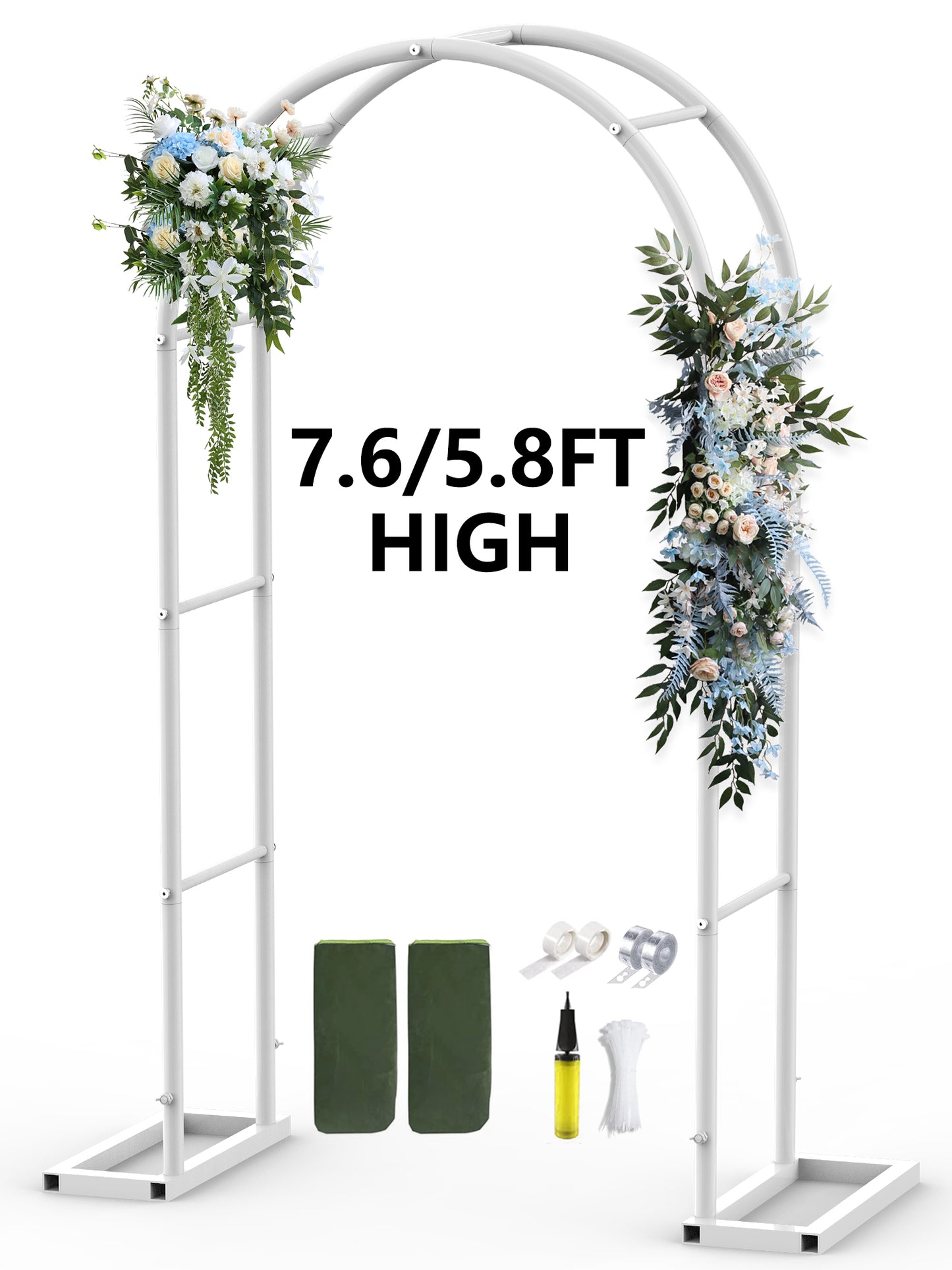 Firstness Round Wedding Archs, 6.6FT Upgraded Cross Base Metal Backdrop Stand for Wedding Birthday Party Bar Mitzvah DIY Decoration, Gold (No Flowers)