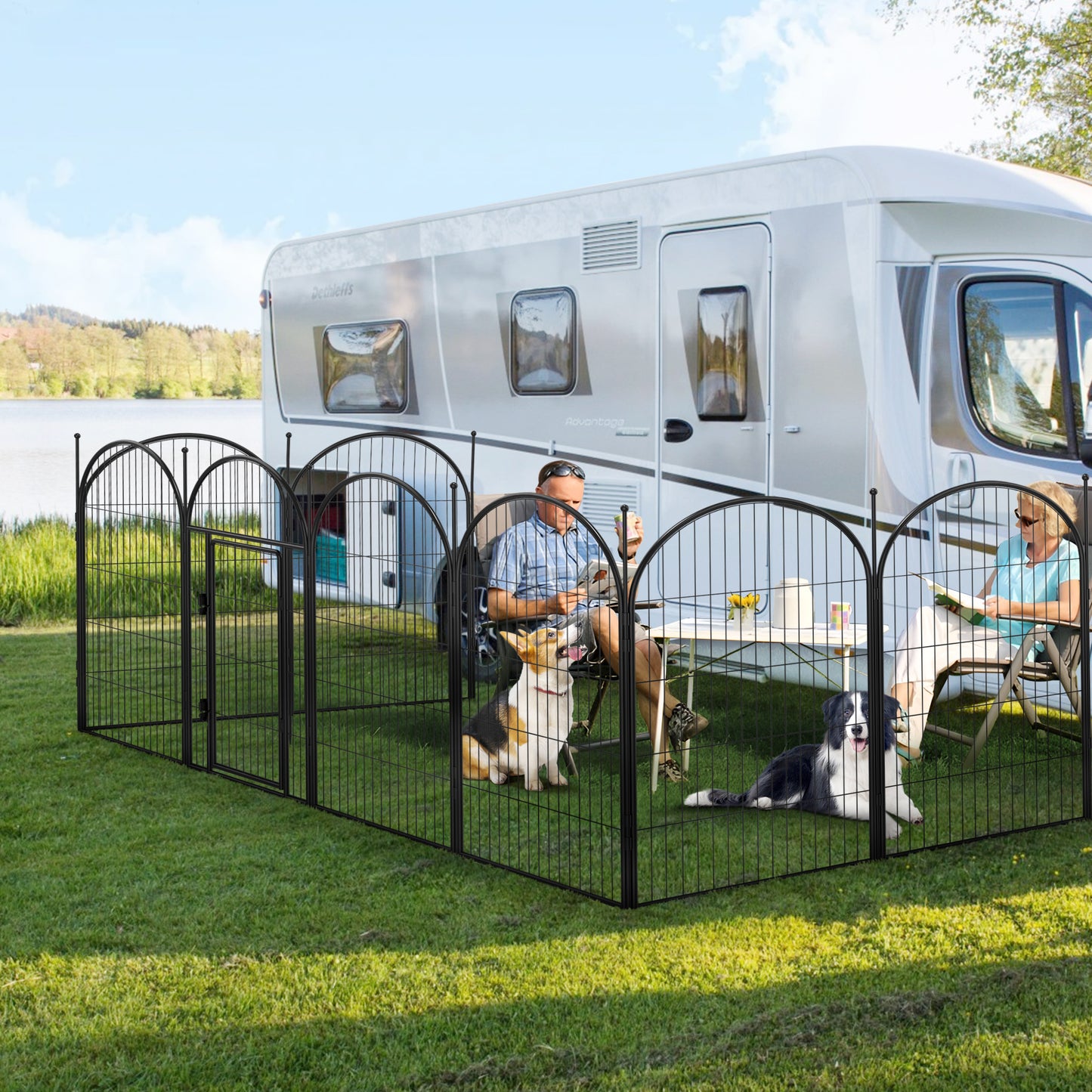 Monasem Dog Playpen,6 Panels 40" Height Dog Fence for Small Medium Dogs Pets,Dog Kennel for Outdoor Indoor Camping Yard and RV(Black)