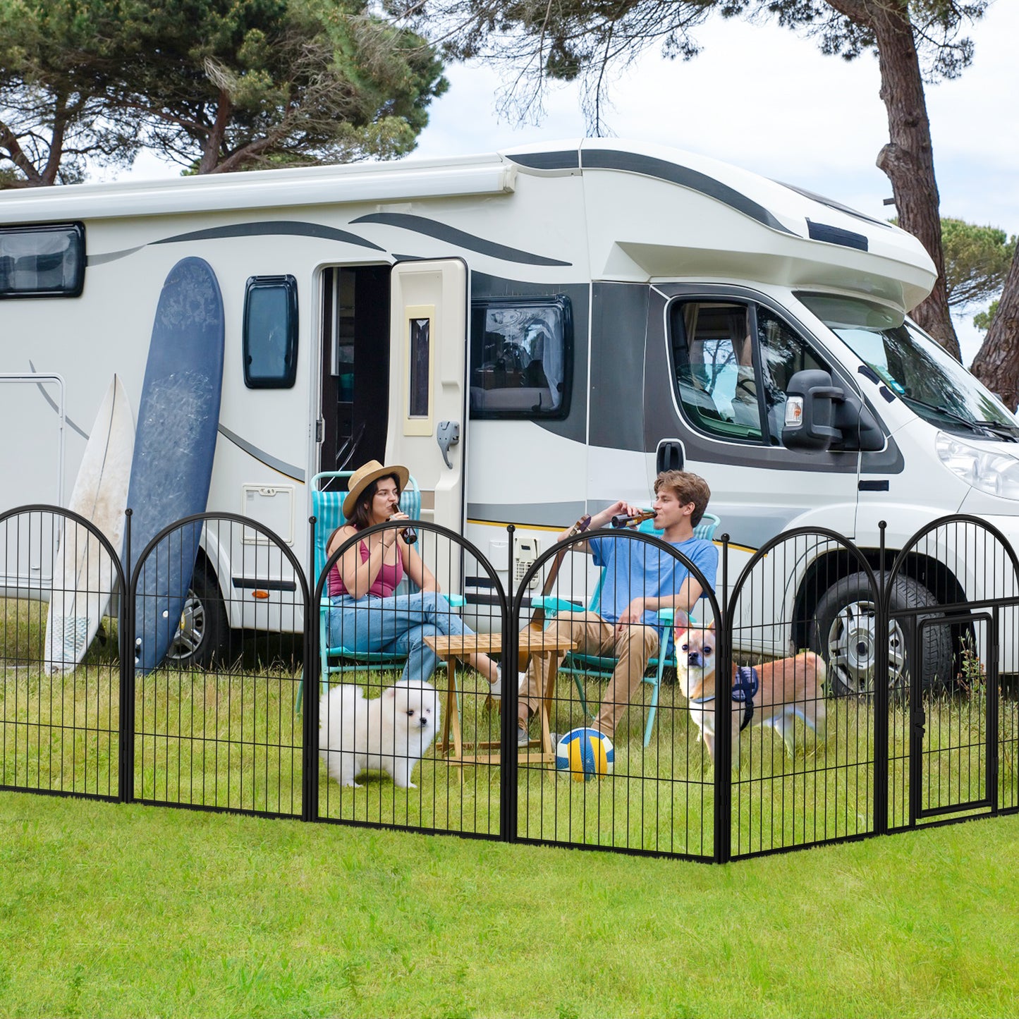 Monasem Dog Playpen,2 Panels 27" Height Dog Fence for Small Medium Dogs Pets,Dog Kennel for Outdoor Indoor Camping Yard and RV(Black)