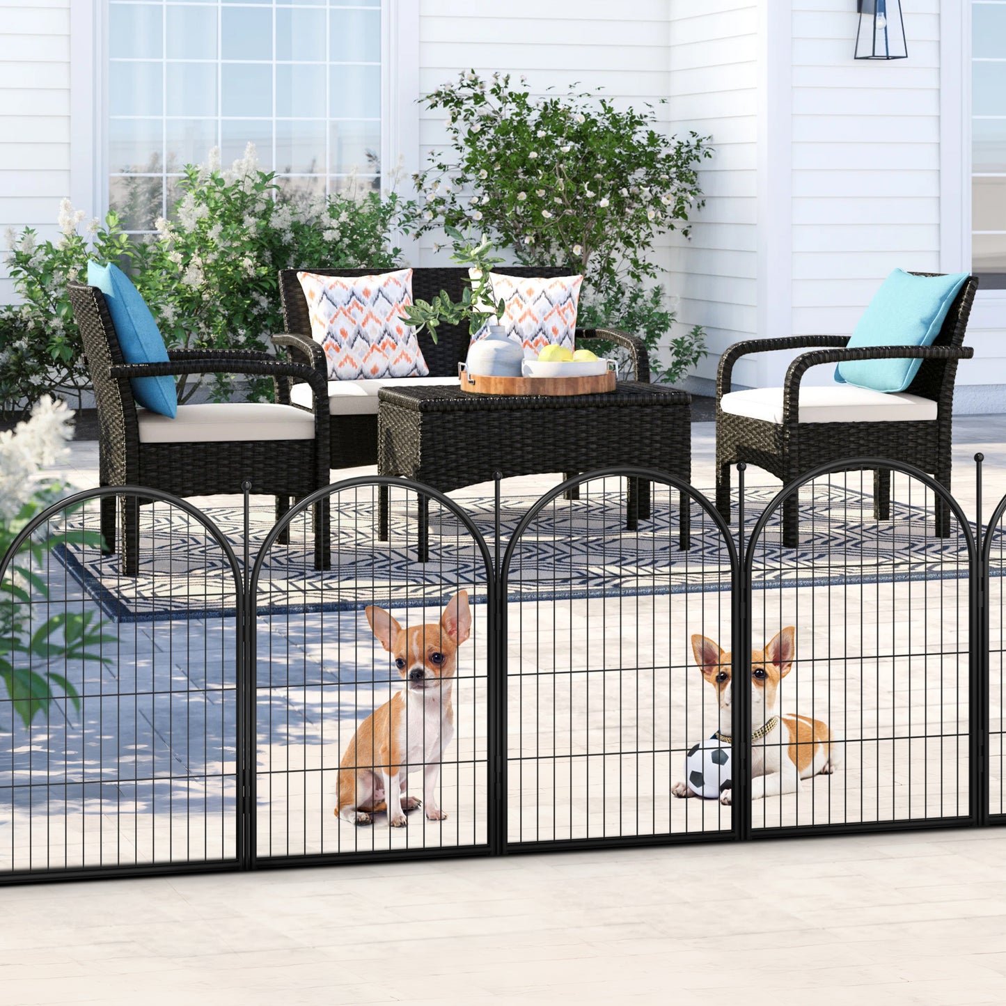 Monasem Dog Playpen,2 Panels 27" Height Dog Fence for Small Medium Dogs Pets,Dog Kennel for Outdoor Indoor Camping Yard and RV(Black)