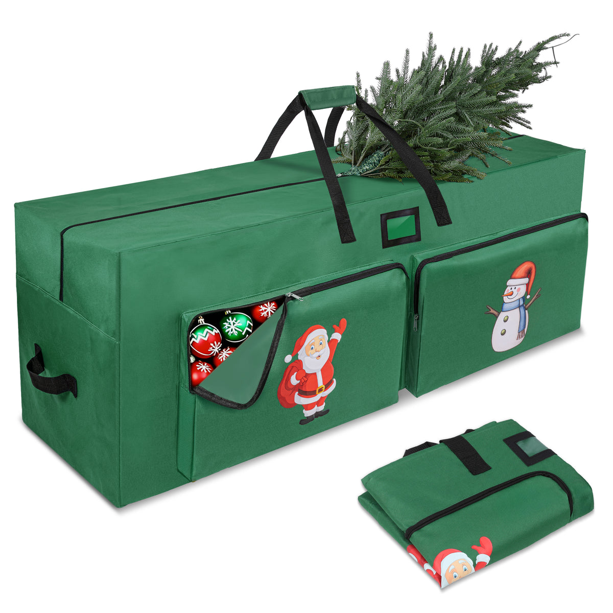 Firstness Christmas Tree Storage Bag,Fit up to 7.5ft Tree Storage Bag with 2 Pocket,Green