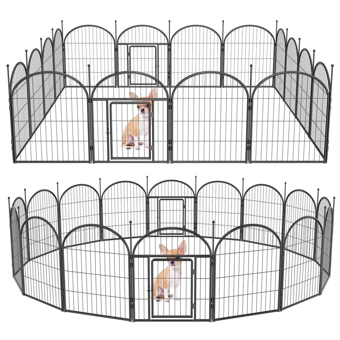 Monasem Dog Playpen,16 Panels 27" Height Dog Fence for Small Medium Dogs Pets,Dog Kennel for Outdoor Indoor Camping Yard and RV(Black)
