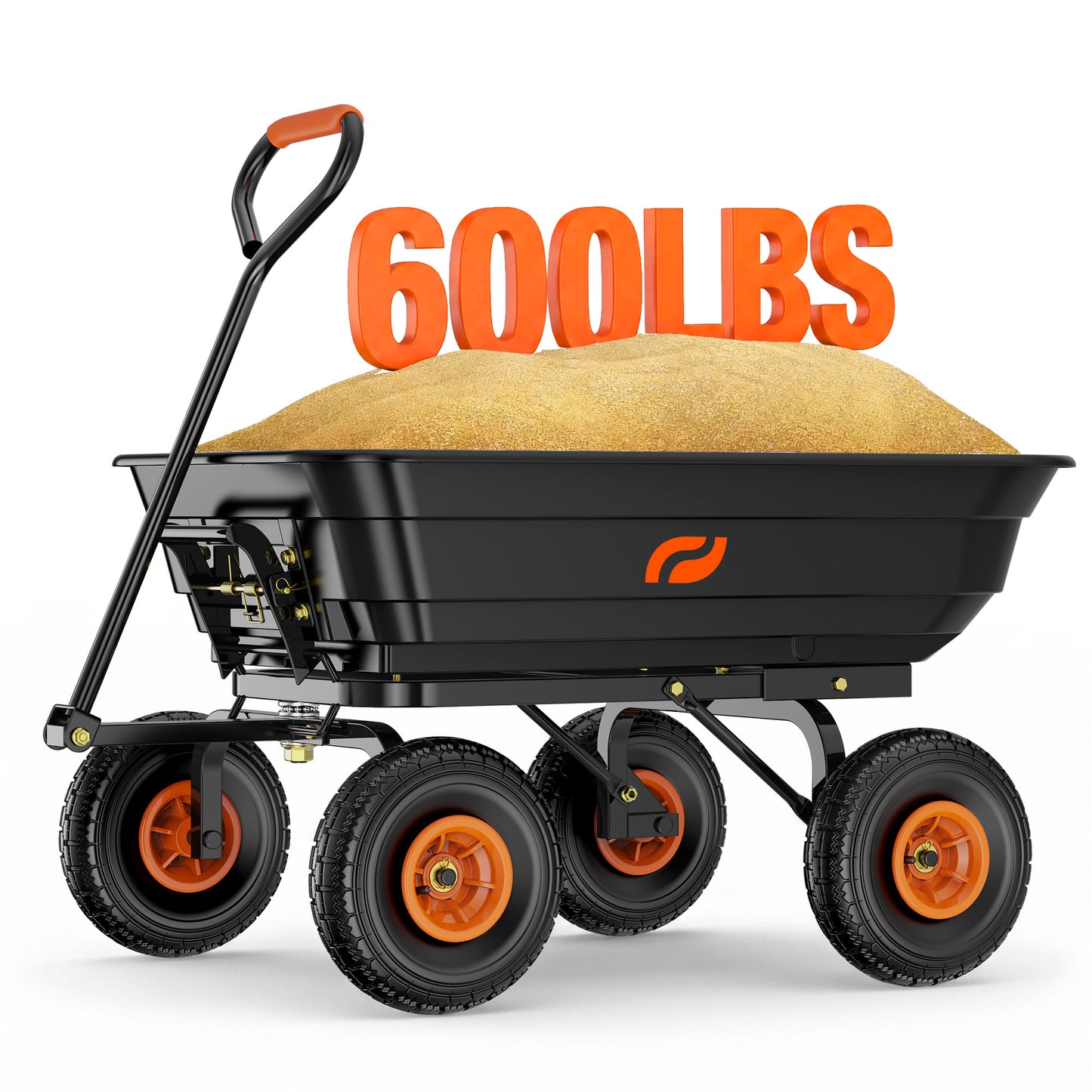Firstness Garden Dump Cart, 600 lbs 4 Cu.ft Heavy Duty Dump Wagon with Quick-Release Dumping, Pneumatic Tires for Garden Lawn Farm Landscaping