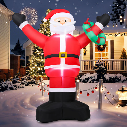 Firstness 5ft Christmas Inflatable Santa Claus Outdoor Decoration,Blow up Xmas Inflatable with LED Lights for Lawn Yard Garden