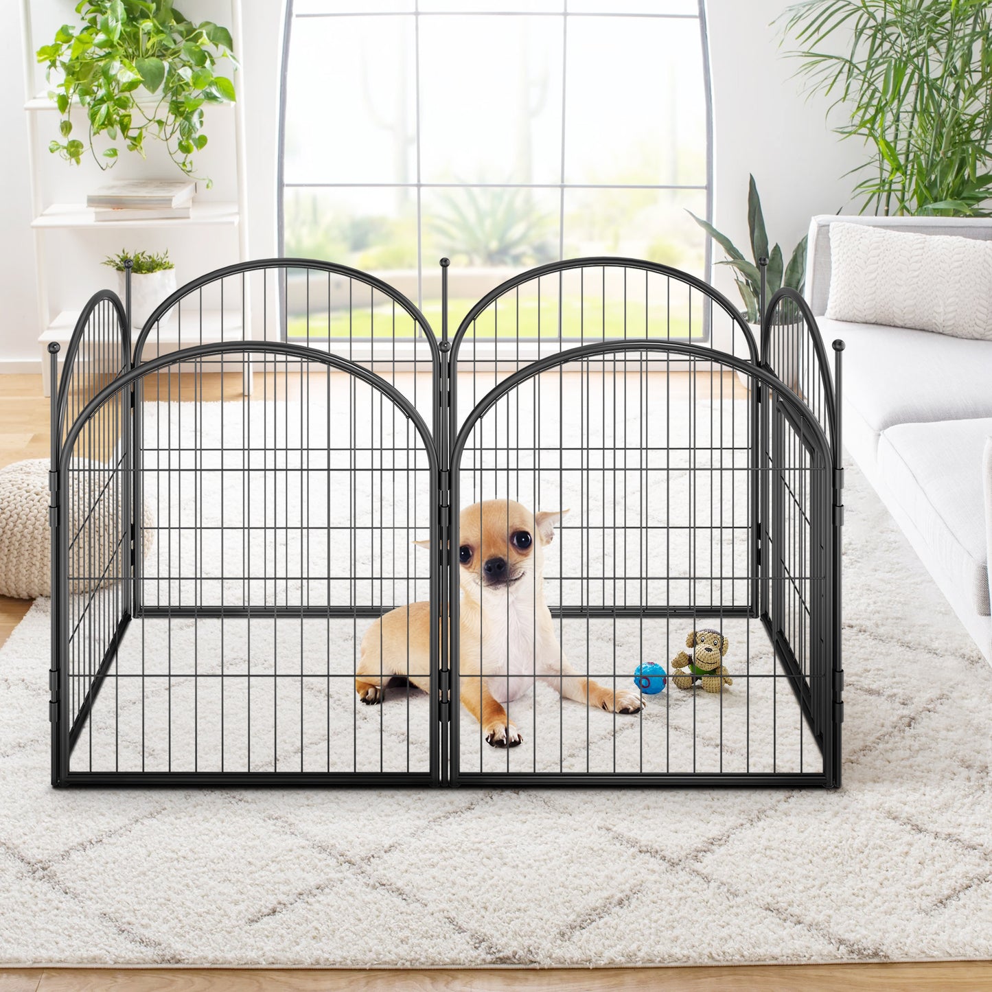 Monasem Dog Playpen,2 Panels 27" Height Dog Fence for Small Medium Dogs Pets,Dog Kennel for Outdoor Indoor Camping Yard and RV(Black)