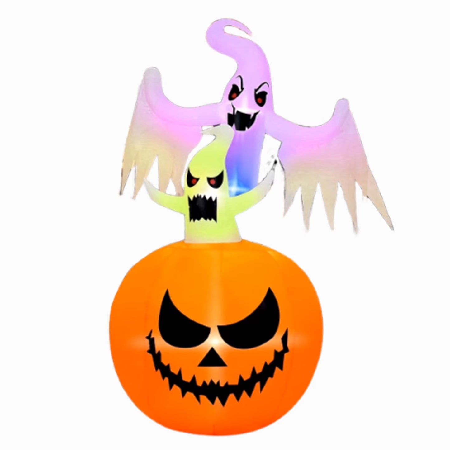 Firstness 6ft Tall Halloween Inflatable, Pumpkin Ghost with LED Light Flashing for Halloween Outdoor Holiday Yard Decorations