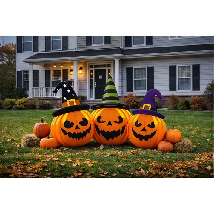 Firstness 6FT Halloween Inflatable,Three Pumpkins with LED Lights Outdoor Decorations