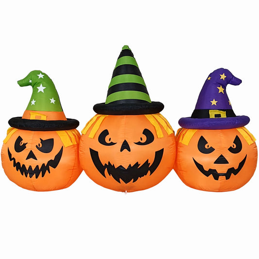Firstness 6FT Halloween Inflatable,Three Pumpkins with LED Lights Outdoor Decorations