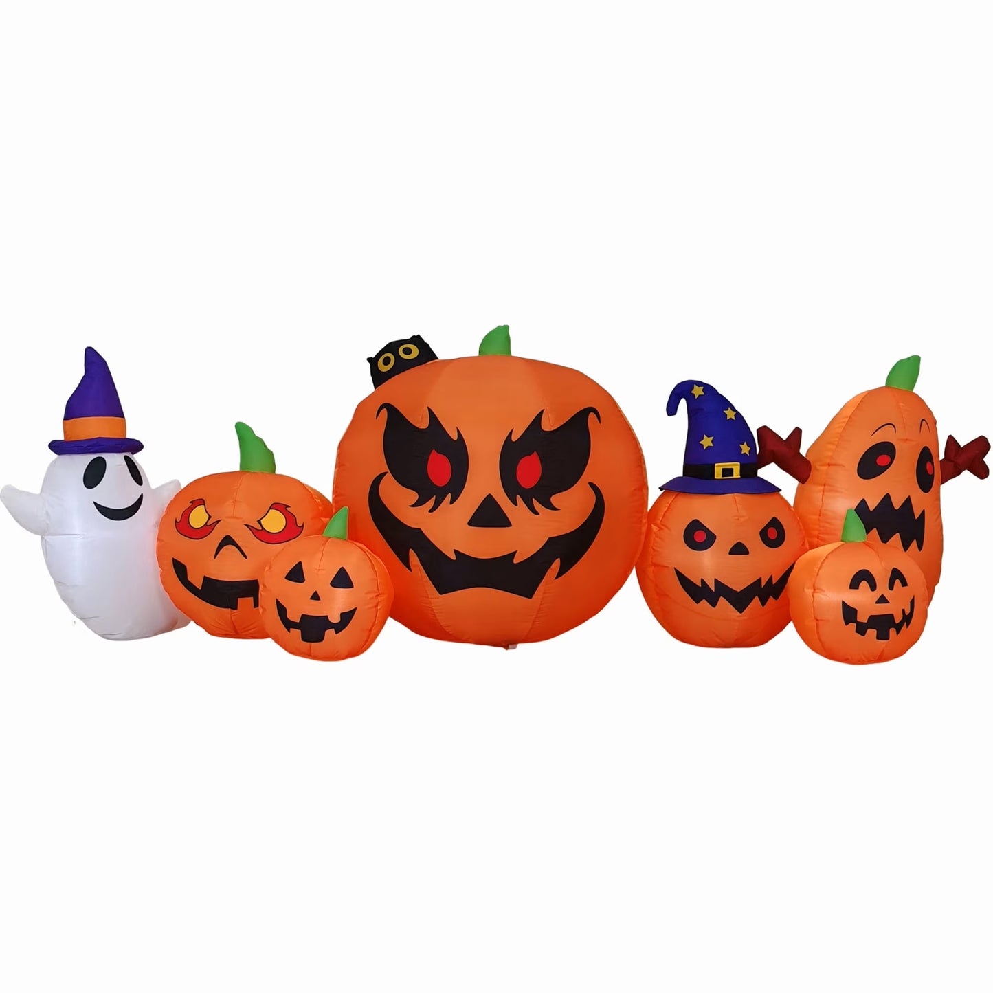 Firstness 8ft Length Halloween Inflatable,Pumpkins Ghost with Lights Halloween Decoration Outdoor