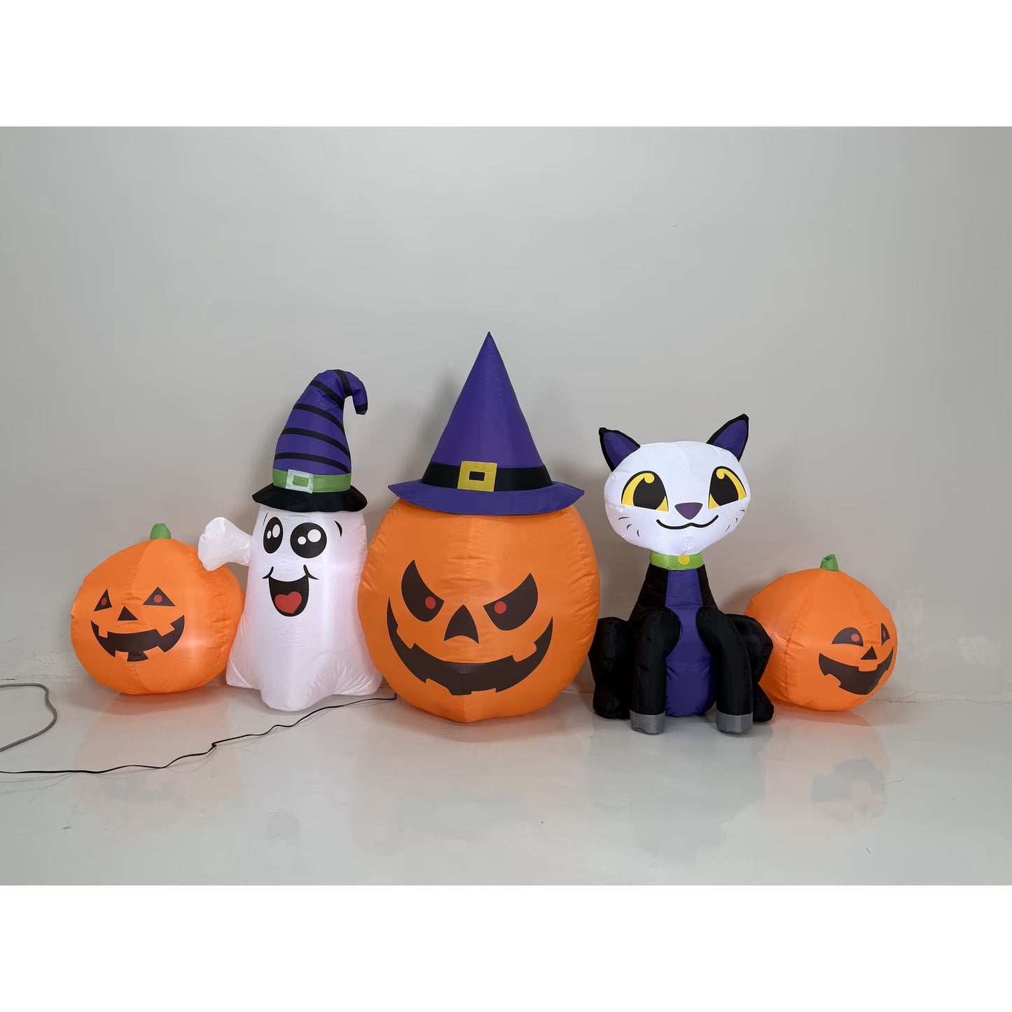 Firstness 8FT Halloween Inflatable Cat Pumpkins Ghost with Lights,Outdoor Decorations for Party Yard