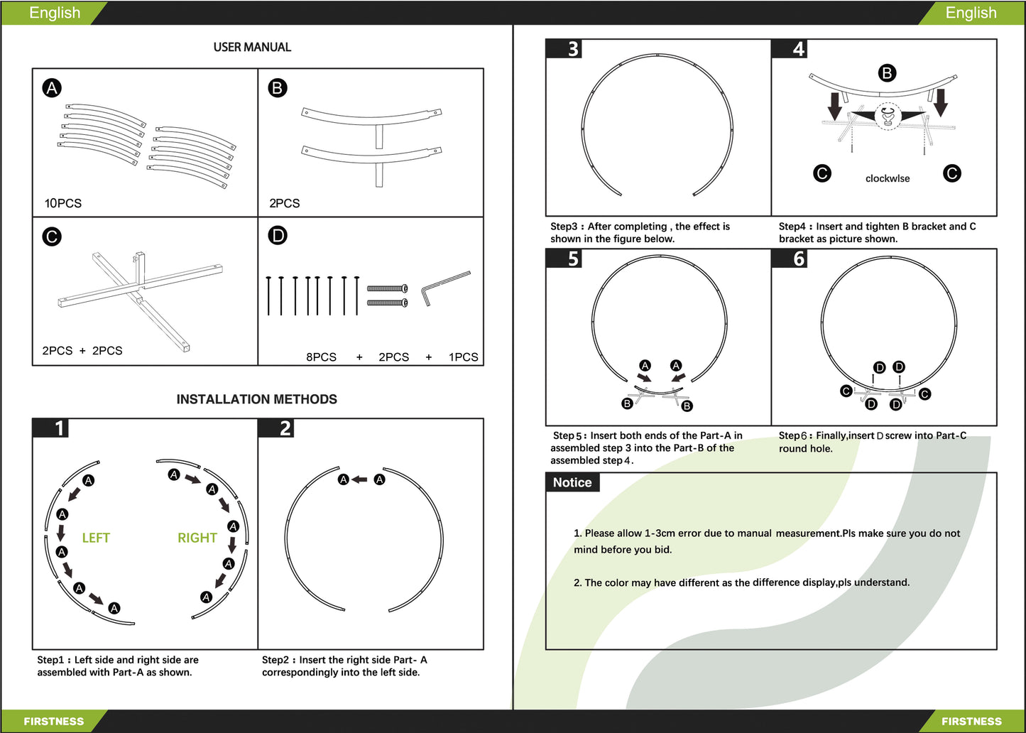 Firstness Round Garden Arbors Metal Large Circle Wedding Arch Frame for Bridal Party Elegant Wedding Decorations