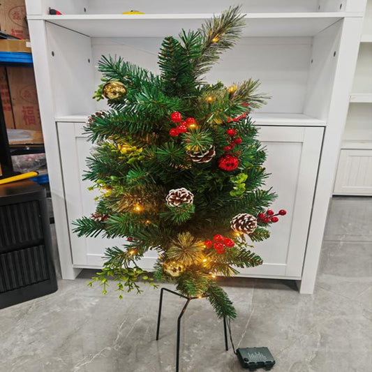 Firstness 2FT Tabletop Christmas Tree with White Pinecones and Red Berries, Indoor/Outdoor Artificial Decoration Tree(Set of 2)