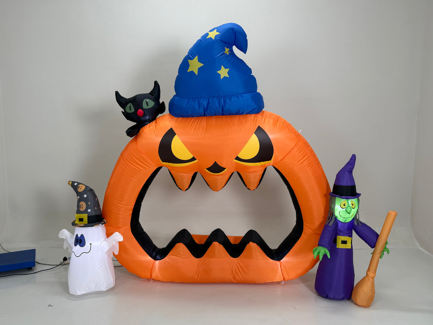 Firstness 8ft Halloween Inflatable Pumpkins Photo Door with Ghost Witch Yard Party Outdoor Decorations with LED Lights