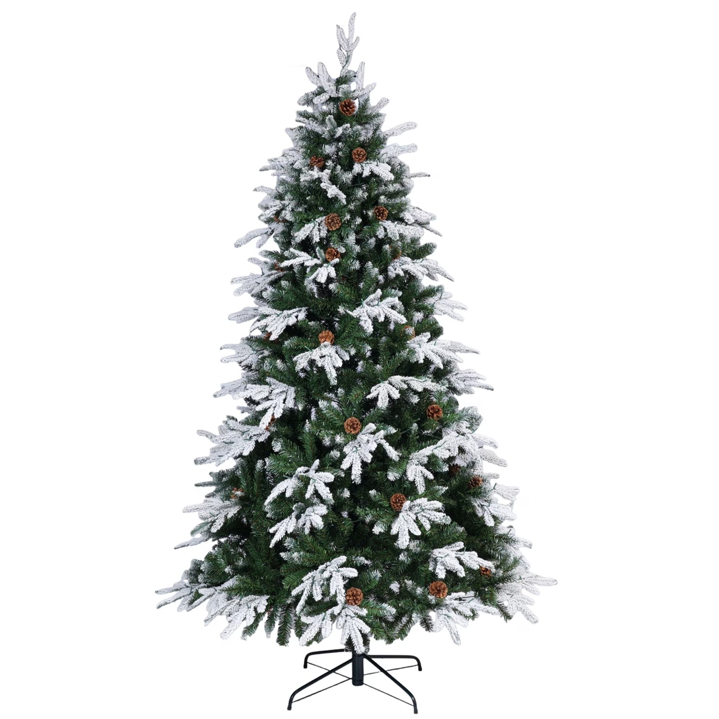 Firstness 6ft Artificial Christmas Tree with 1000 Branches and 250 LED Lights, Pre-Lit Flocked Xmas Tree,11 Lighting Modes,Pine Cones
