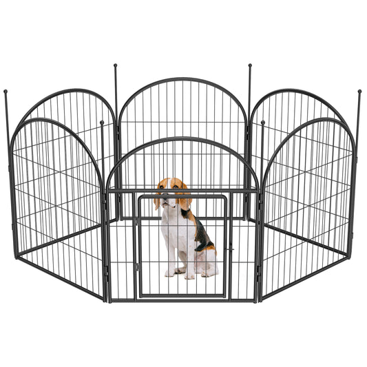 Monasem Dog Playpen,6 Panels 32" Height Dog Fence for Small Medium Dogs Pets,Dog Kennel for Outdoor Indoor Camping Yard and RV(Black)