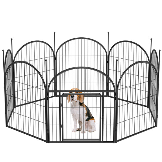 Monasem Dog Playpen,8 Panels 32" Height Dog Fence for Small Medium Dogs Pets,Dog Kennel for Outdoor Indoor Camping Yard and RV(Black)