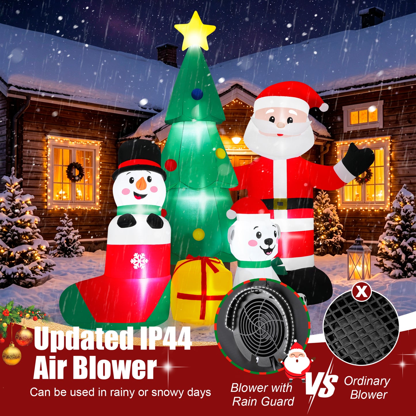 Firstness 7ft Christmas Inflatables Outdoor Decoration,Blow ups Santa Xmas Tree Snowman Bear Gift Box with LED Lights for Yard