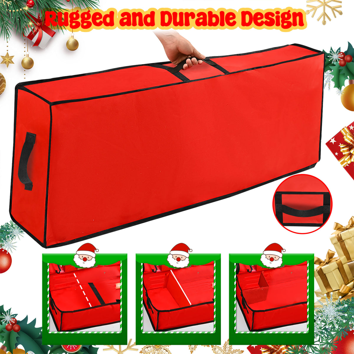 Firstness Christmas Wrapping Paper Storage Organizer,with Flexible Partitions and Pockets