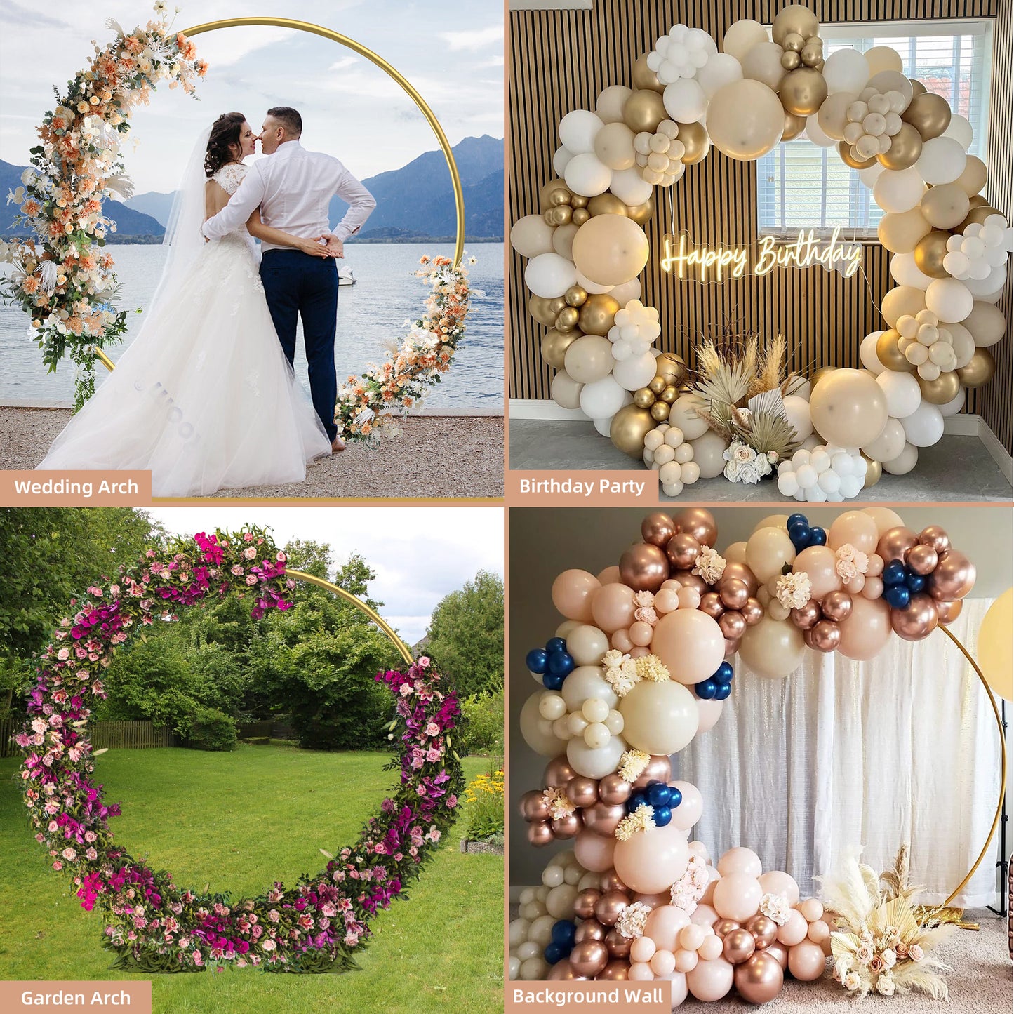 Firstness Round Garden Arbors Metal Large Circle Wedding Arch Frame for Bridal Party Elegant Wedding Decorations