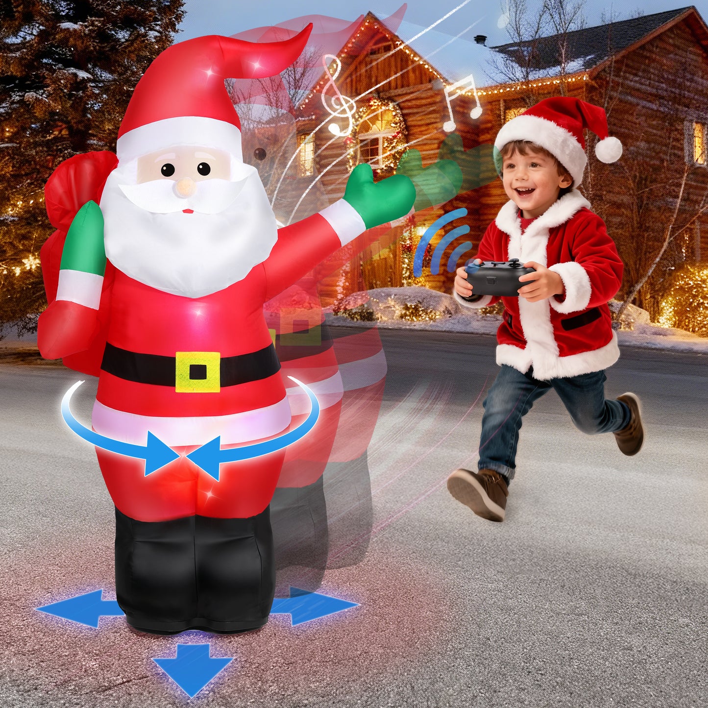 Firstness 4ft Rc Cars for Kids Christmas Inflatables Santa Claus,Rc Toys Remote Control Christmas Blow Ups with Light and Sounds,Indoor Outdoor Decoration