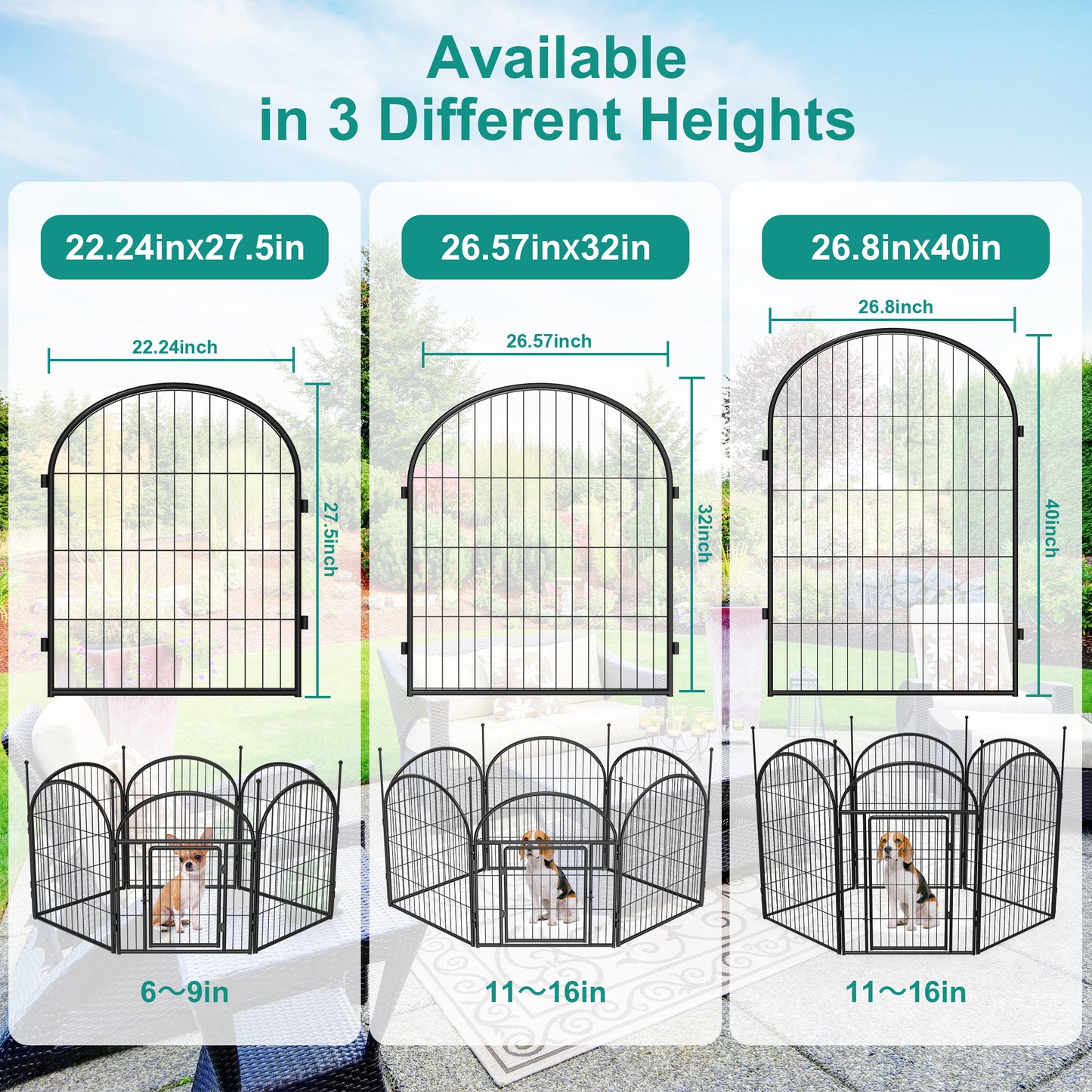 Monasem Dog Playpen,2 Panels 32" Height Dog Fence for Small Medium Dogs Pets,Dog Kennel for Outdoor Indoor Camping Yard and RV(Black)