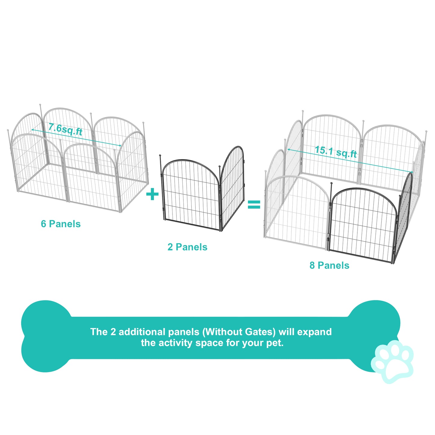 Monasem Dog Playpen,2 Panels 27" Height Dog Fence for Small Medium Dogs Pets,Dog Kennel for Outdoor Indoor Camping Yard and RV(Black)