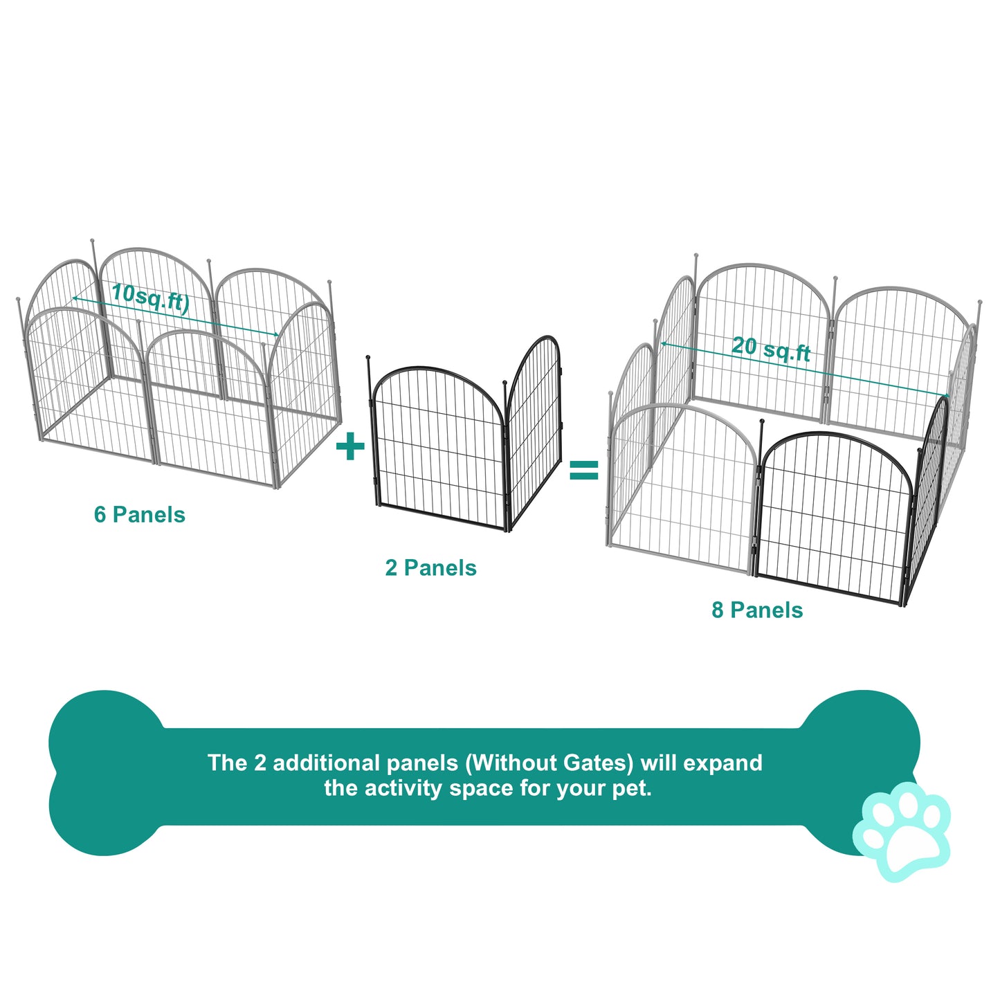 Monasem Dog Playpen,2 Panels 32" Height Dog Fence for Small Medium Dogs Pets,Dog Kennel for Outdoor Indoor Camping Yard and RV(Black)