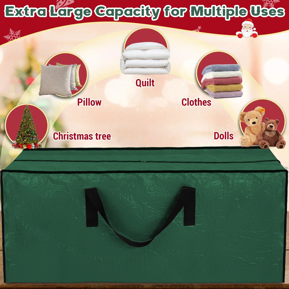 Firstness Christmas Tree Storage Bag,Fits UP to 7.5 ft Artificial Trees,Green