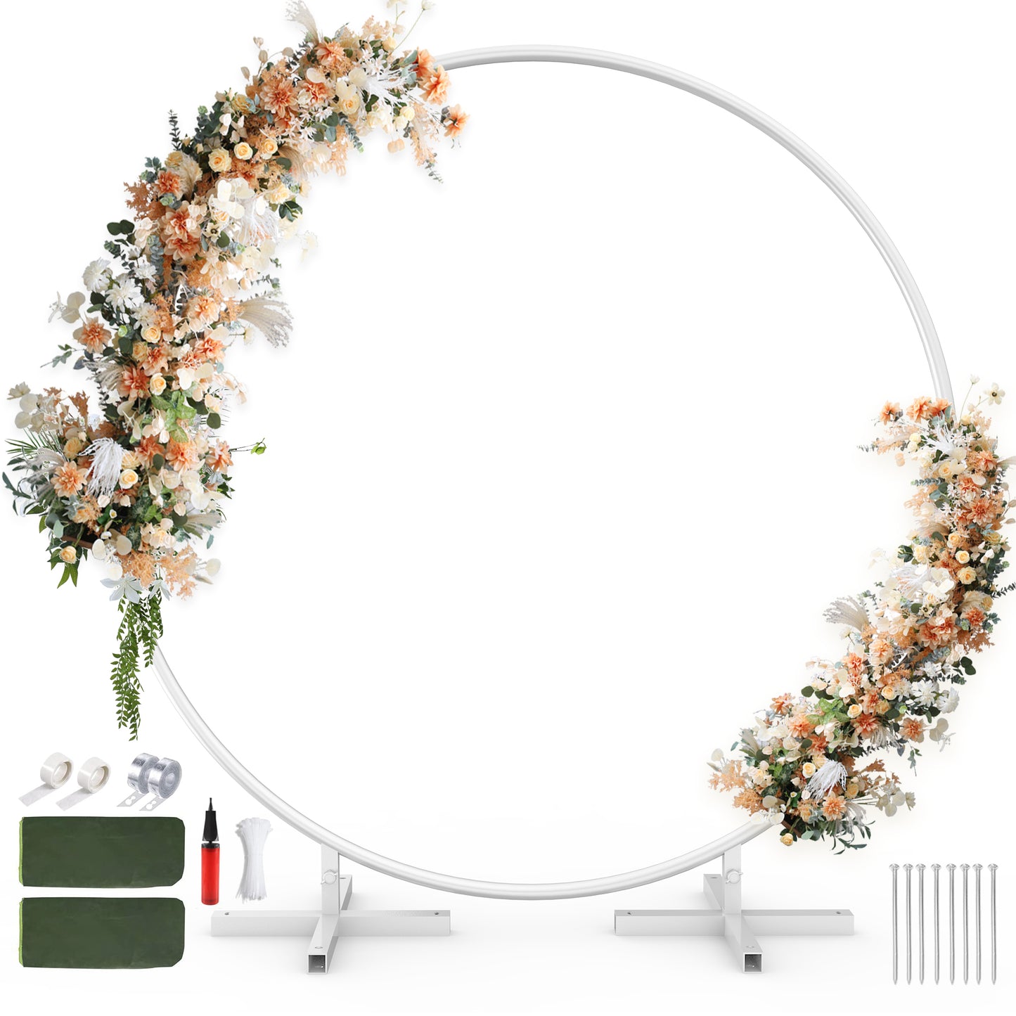 Firstness Round Wedding Archs, 6.6FT Upgraded Cross Base Metal Backdrop Stand for Wedding Birthday Party Bar Mitzvah DIY Decoration, Gold (No Flowers)