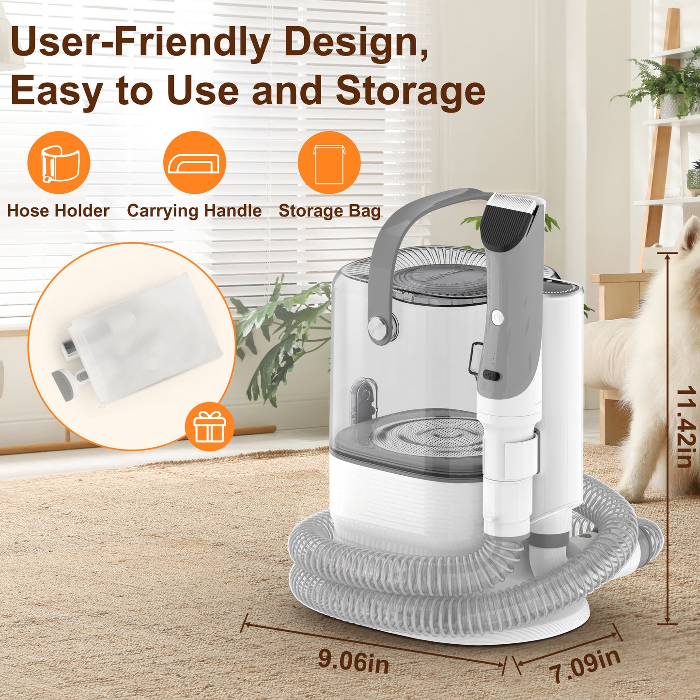 Monasem Dog Grooming Vacuum for Shedding, 13,200Pa Pet Grooming Vacuum Kit with Dogs Cats Clippers, 6 in 1 Low Noise Home Cleaning Tool