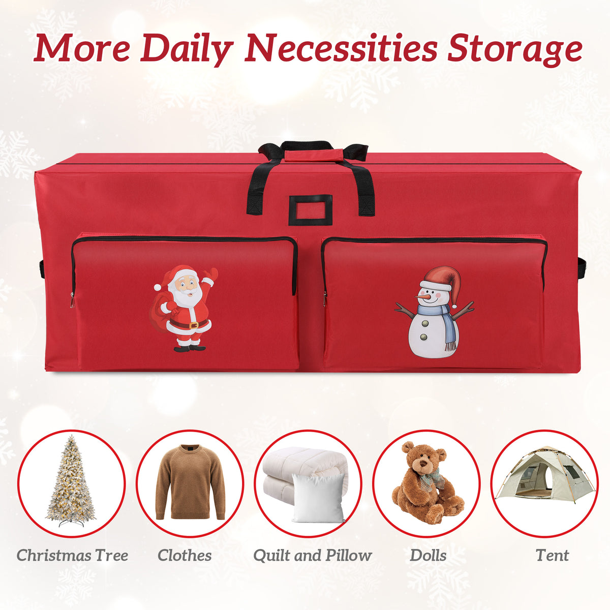 Firstness Christmas Tree Storage Bag,Fit up to 7.5ft Tree Storage Bag with 2 Pocket and Zippers,Red