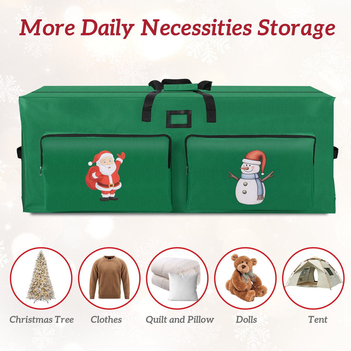 Firstness Christmas Tree Storage Bag,Fit up to 7.5ft Tree Storage Bag with 2 Pocket,Green