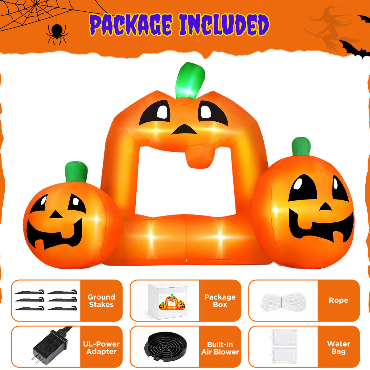 Firstness 8.5FT Halloween Inflatable,Pumpkin Photo with Lights for Party Yard Decorations