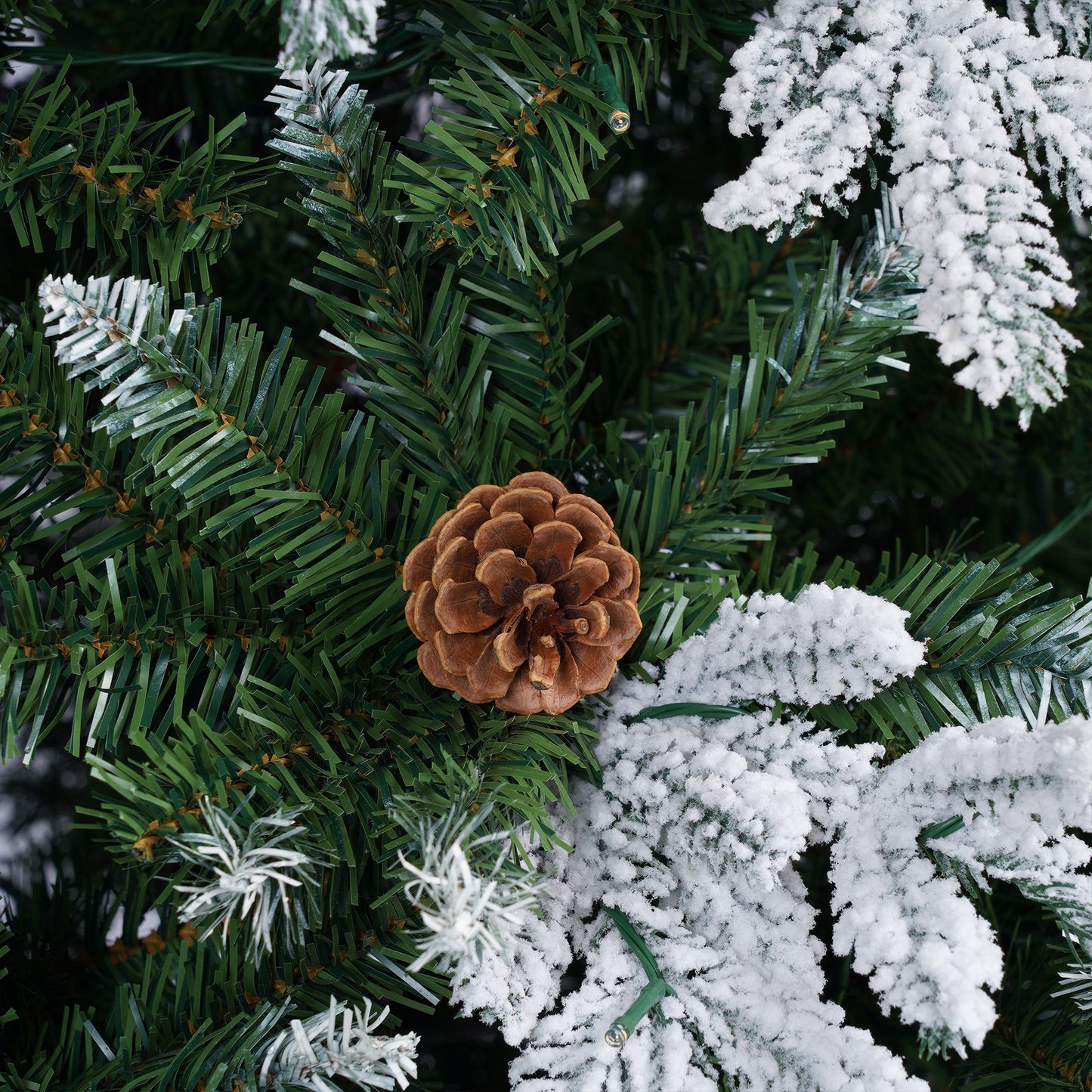 Firstness 6ft Artificial Christmas Tree with 1000 Branches and 250 LED Lights, Pre-Lit Flocked Xmas Tree,11 Lighting Modes,Pine Cones