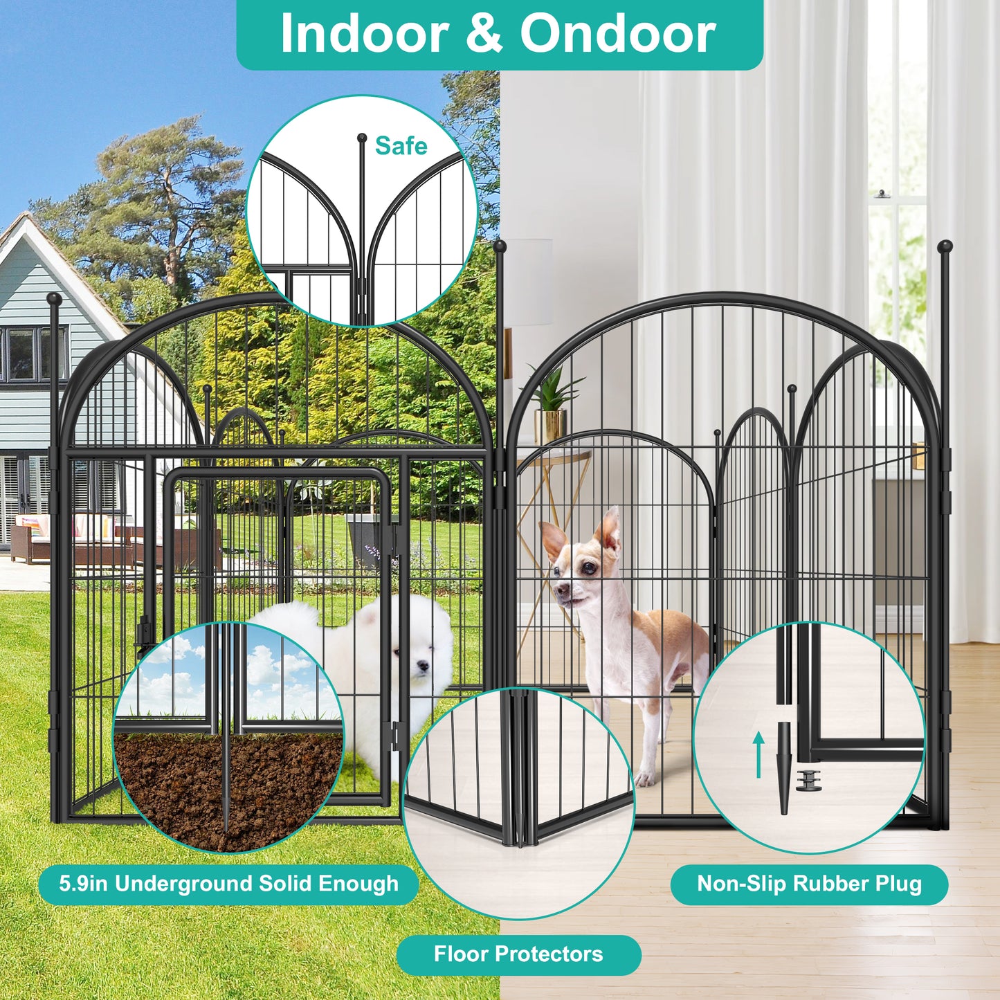 Monasem Dog Playpen,2 Panels 27" Height Dog Fence for Small Medium Dogs Pets,Dog Kennel for Outdoor Indoor Camping Yard and RV(Black)