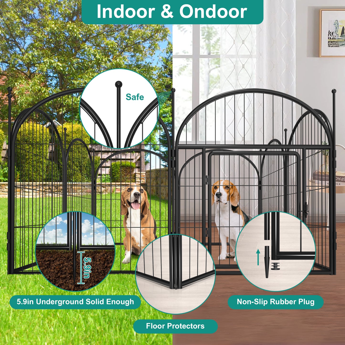 Monasem Dog Playpen,2 Panels 32" Height Dog Fence for Small Medium Dogs Pets,Dog Kennel for Outdoor Indoor Camping Yard and RV(Black)