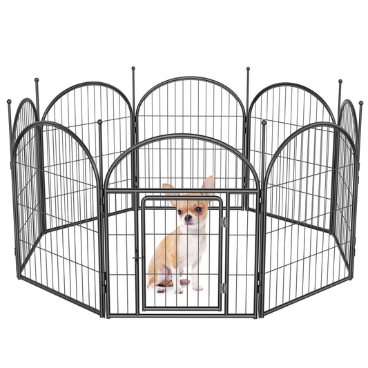 Monasem Dog Playpen,8 Panels 27" Height Dog Fence for Small Medium Dogs Pets,Dog Kennel for Outdoor Indoor Camping Yard and RV(Black)