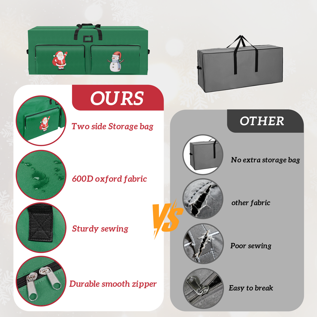 Firstness Christmas Tree Storage Bag,Fit up to 7.5ft Tree Storage Bag with 2 Pocket,Green