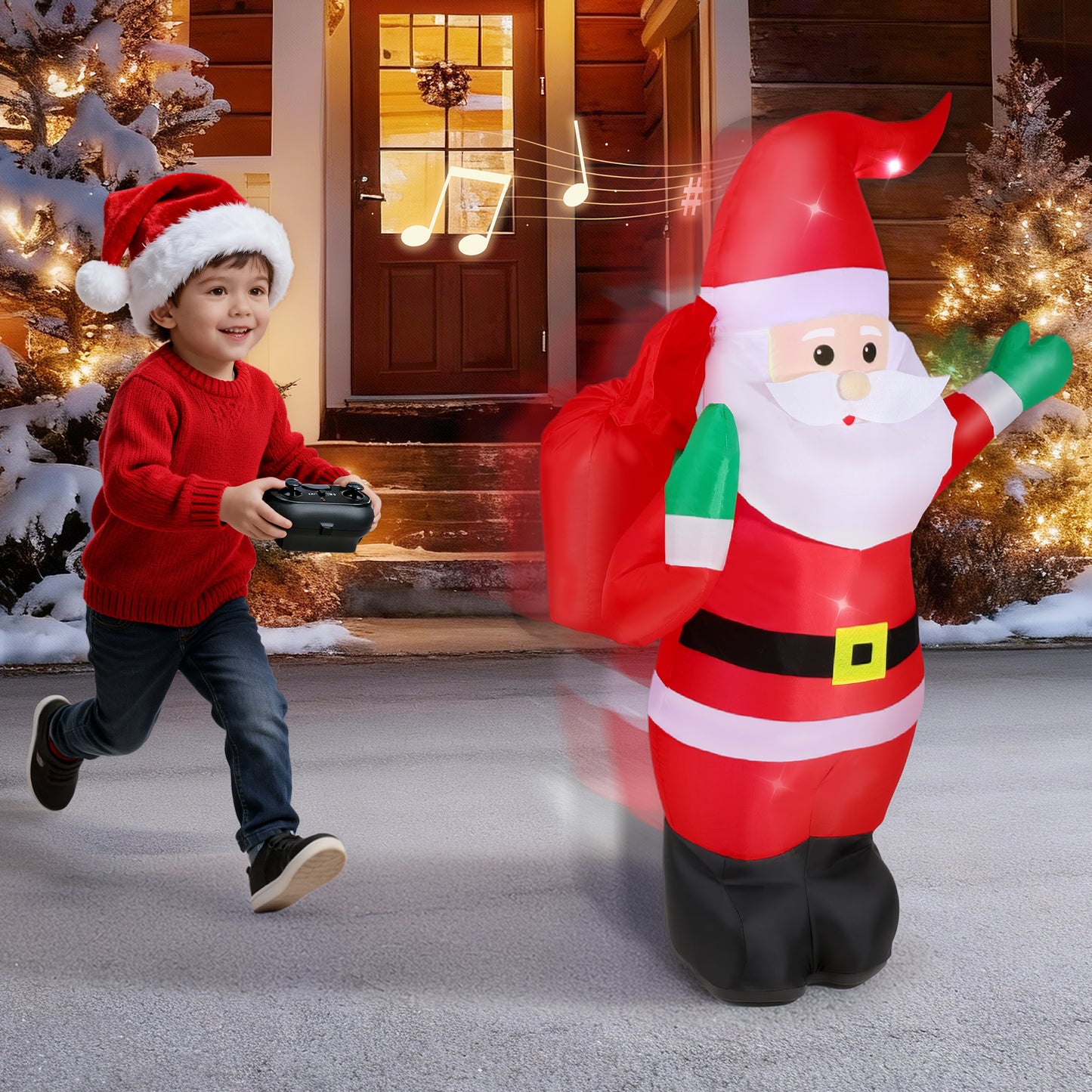 Firstness 4ft Rc Cars for Kids Christmas Inflatables Santa Claus,Rc Toys Remote Control Christmas Blow Ups with Light and Sounds,Indoor Outdoor Decoration