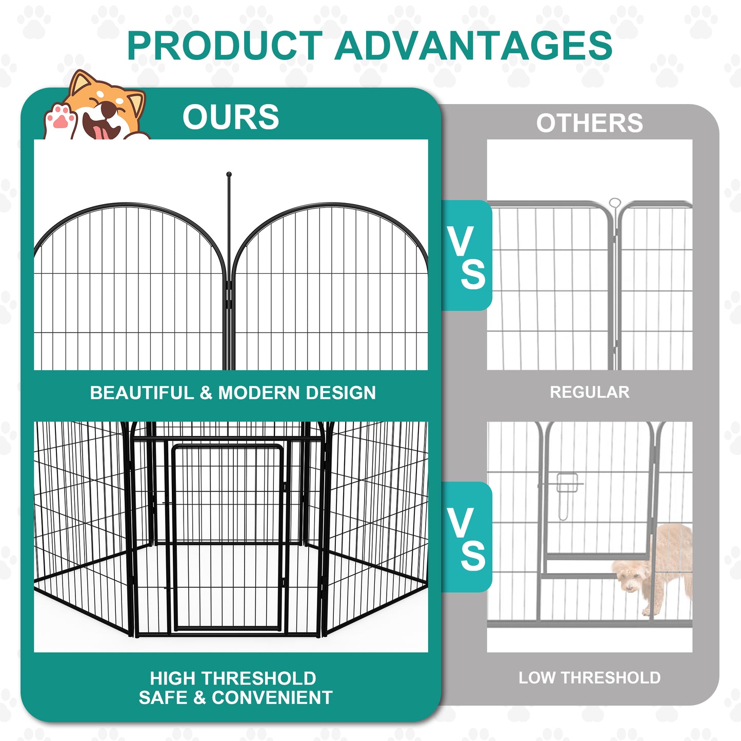 Monasem Dog Playpen,2 Panels 27" Height Dog Fence for Small Medium Dogs Pets,Dog Kennel for Outdoor Indoor Camping Yard and RV(Black)
