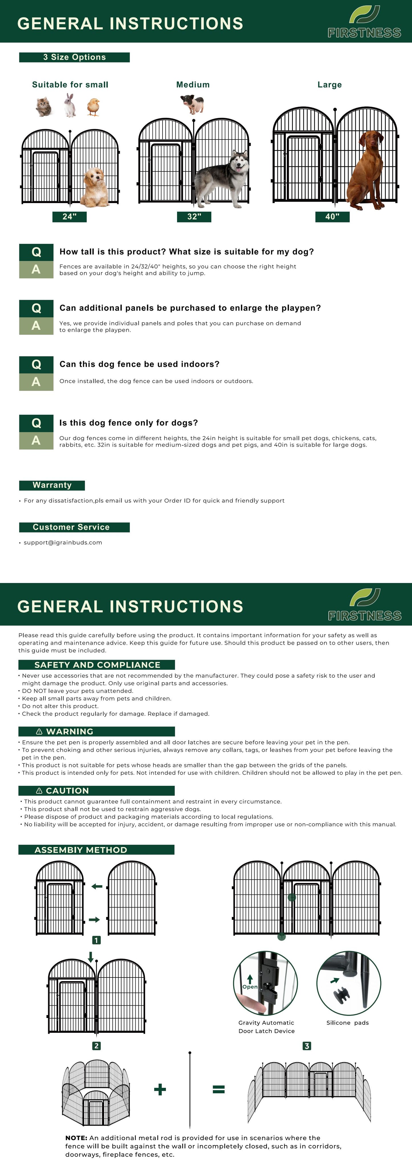 Monasem Dog Playpen,2 Panels 27" Height Dog Fence for Small Medium Dogs Pets,Dog Kennel for Outdoor Indoor Camping Yard and RV(Black)