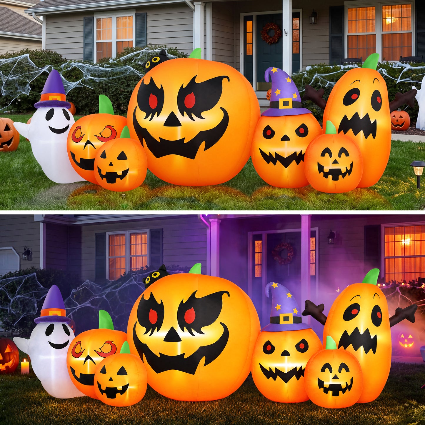 Firstness 7.9FT Halloween Inflatable Pumpkin Ghost with Lights, Halloween Blow Ups Outdoor Decoration for Home Party